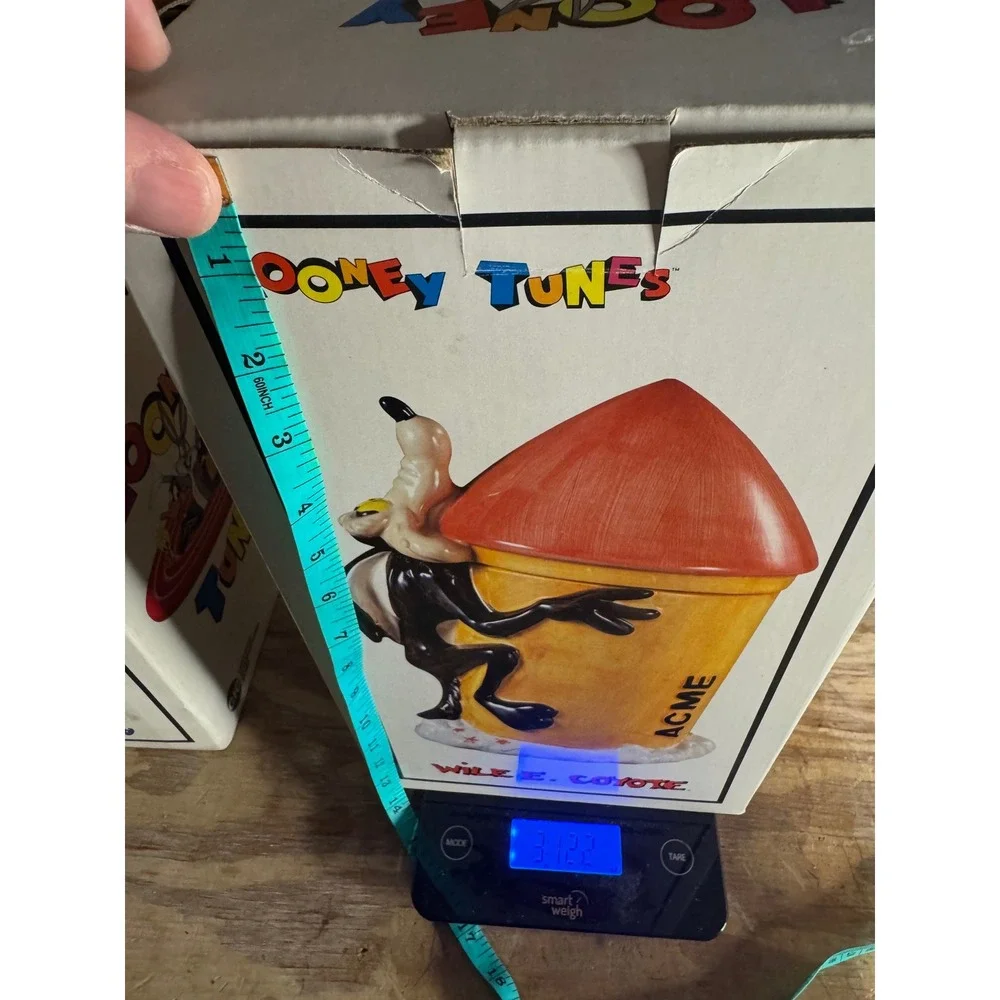 Vintage 1993 Looney Tunes Wile E Coyote Acme Rocket Cookie Jar Certified Int Box